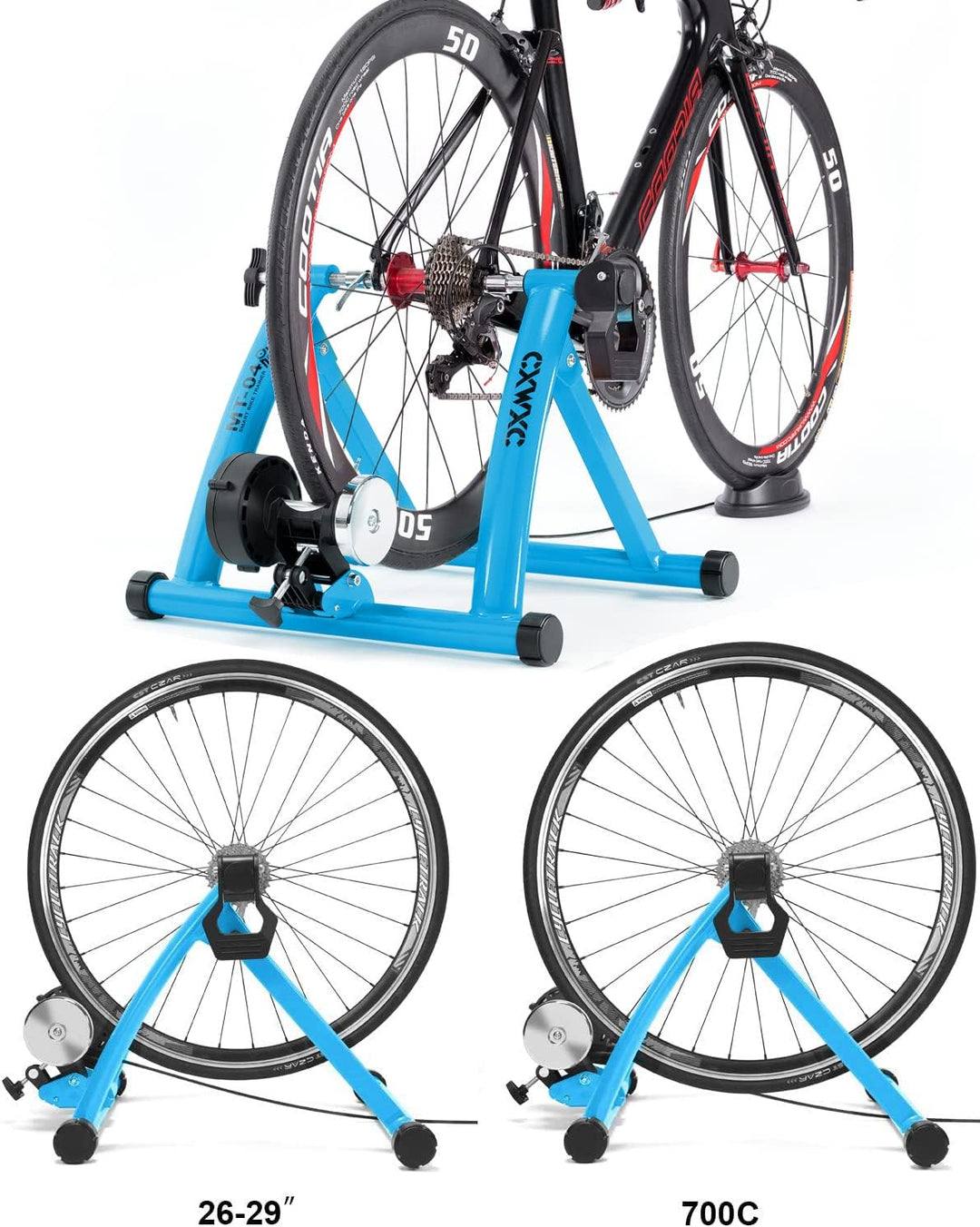 CXWXC Fahrrad Rollentrainer Indoor für 26-29 Zoll Reifen Rennrad Rollentrainer Klappbarer Fahrradrol