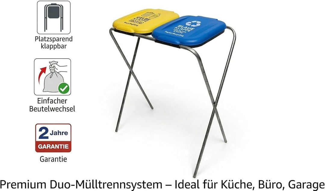 Müllsackständer 120 l, Müllsackhalter, Ständer für Müllsäcke, Abfalltrenner Müllbeutelhalter rostfre