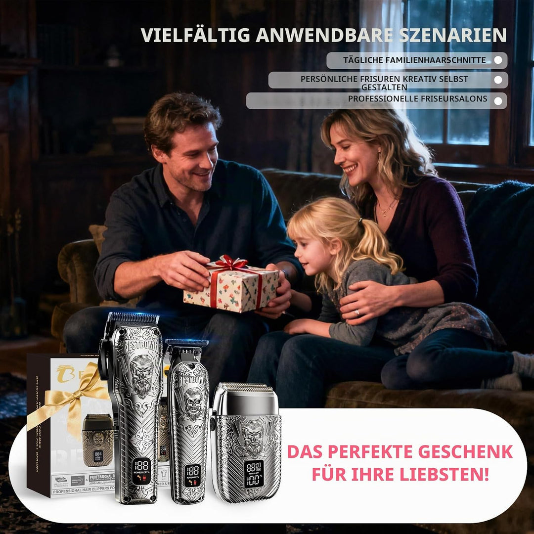 Professionelle schnurlose Herren-Haarschneidemaschine, Bartschneider und elektrische Rasierer, Sets