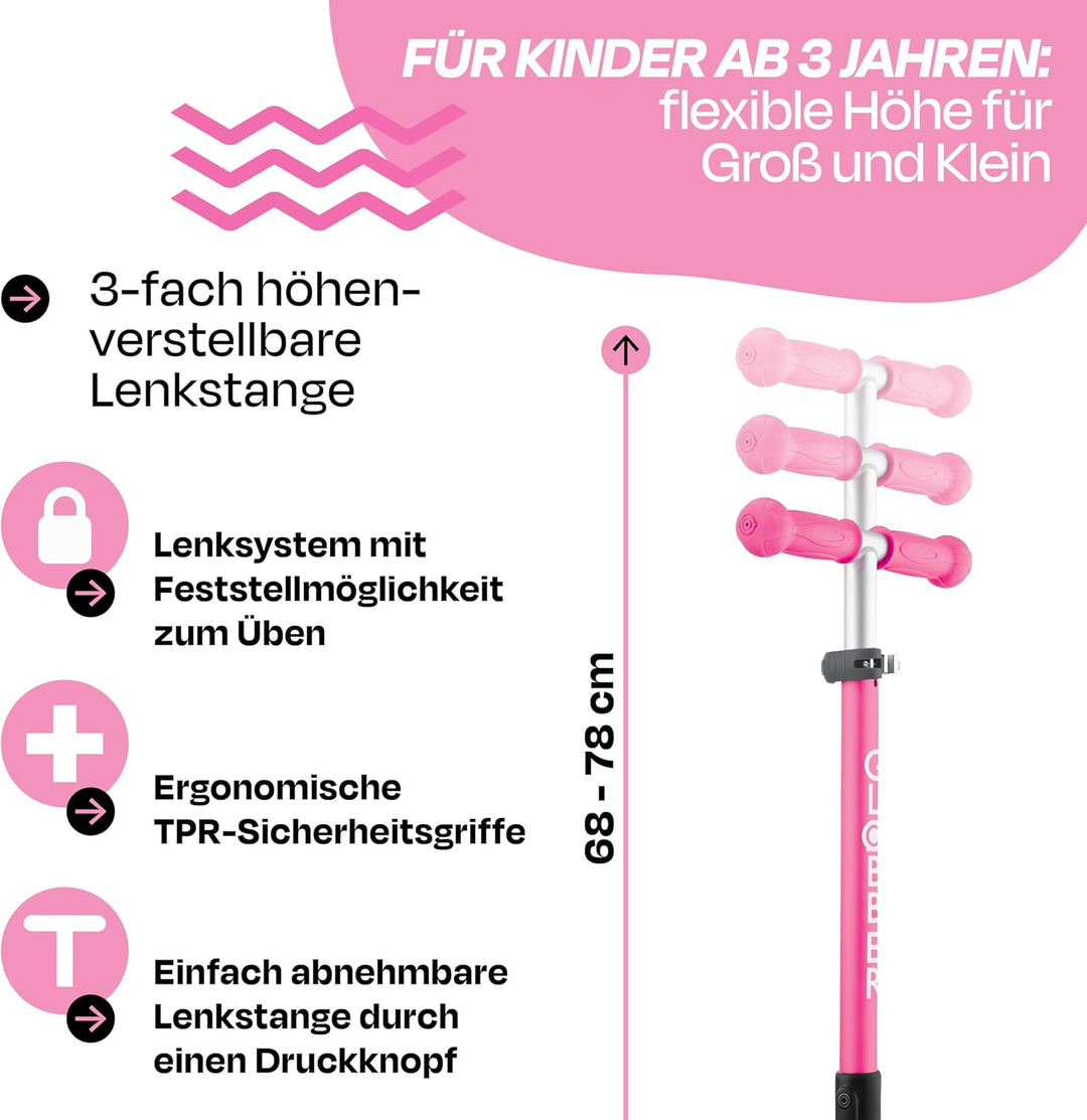 GLOBBER Primo Foldable – Tretroller Kinder, 120/80 mm, ABEC 5, 3-rädrig, höhenverstellbar Einheitsgr