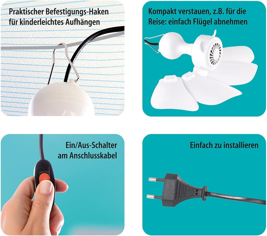 Sichler Haushaltsgeräte Mobiler Deckenventilator: Mobiler Decken-Ventilator VT-151.D mit Aufhänger,