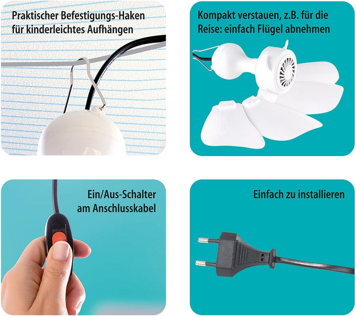 Sichler Haushaltsgeräte Mobiler Deckenventilator: Mobiler Decken-Ventilator VT-151.D mit Aufhänger,