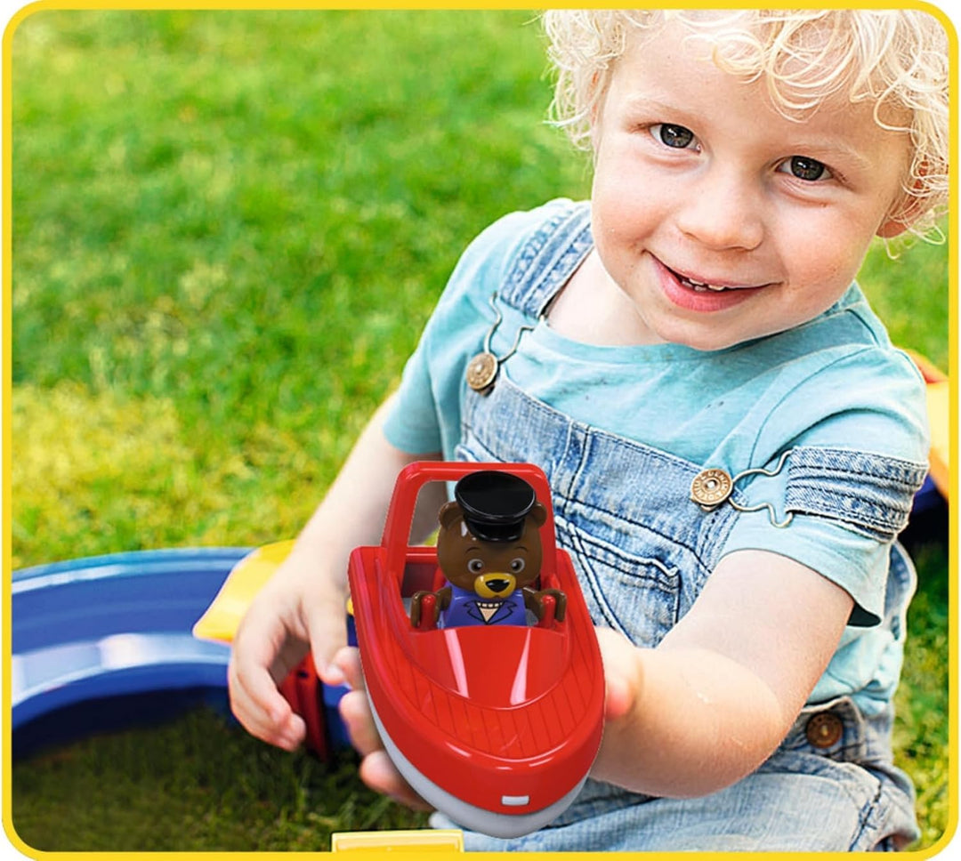 AquaPlay - BoatSet - Zubehör für AquaPlay Wasserbahnen oder für die Badewanne, 4 Booten, 1 Amphi-Lor