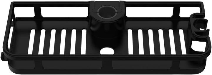 WENKO Duschablage Mod. Libertà Schwarz, Duschregal mit Haken und Duschkopfhalter aus Kunststoff, Anb