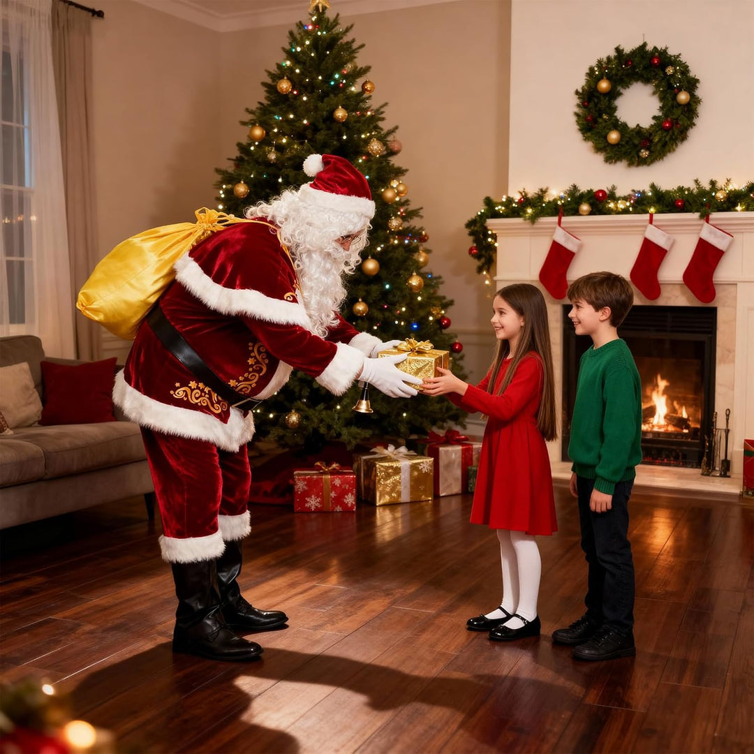 Ulikey Weihnachtsmann Kostüm Herren, Weihnachtsmann Outfit Erwachsene Nikolaus Kostüm Herren Set mit