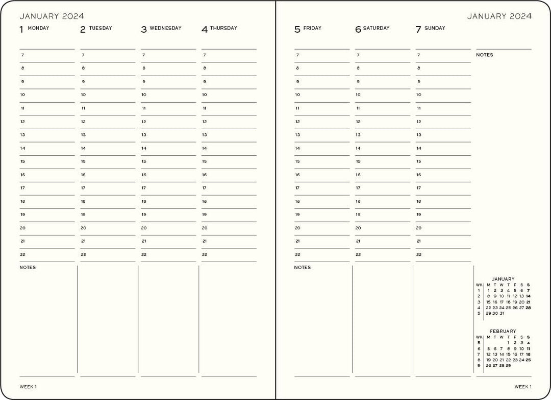 LEUCHTTURM1917 367545 Akademischer Wochenplaner Master (A4+) 2024, 18 Monate, Black, Englisch Black