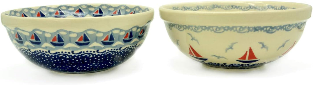 Bunzlauer Müslischalen 15 cm im 2er-Set (Dekor-Kombi AHOI), Dekor-kombi Ahoi