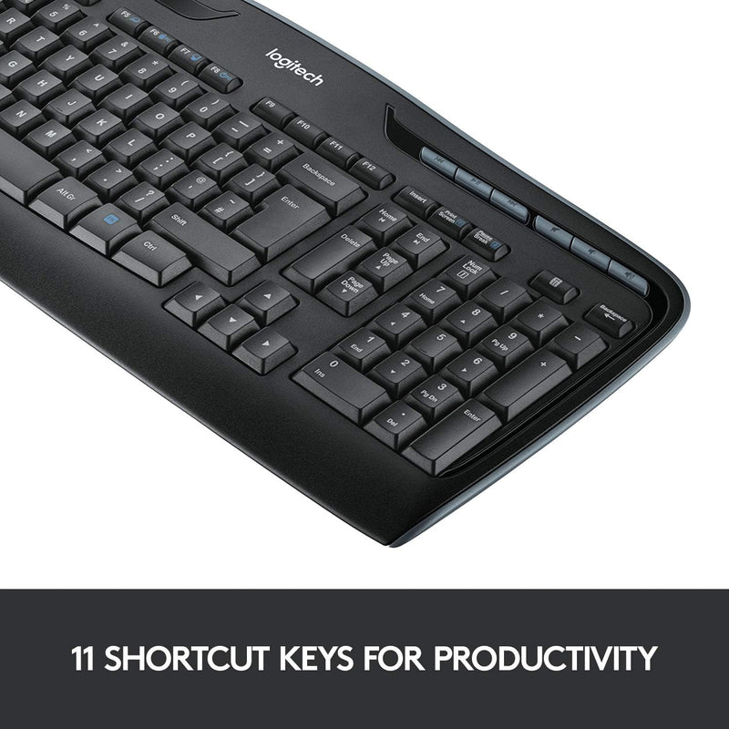 Logitech MK330 Kabelloses Tastatur-Maus-Set, 2.4 GHz Verbindung via Unifying USB-Empfänger, 4 progra