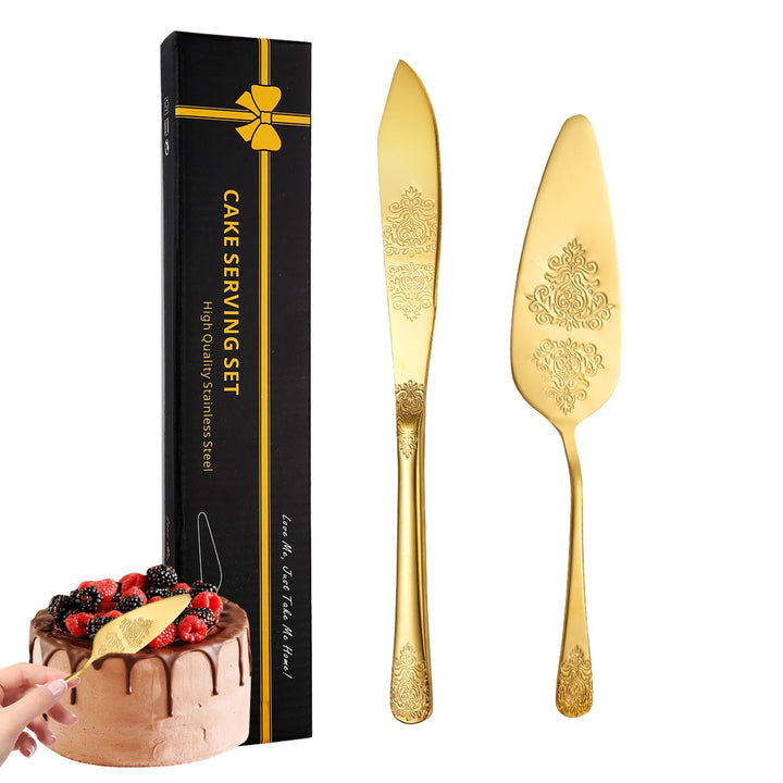 Generisch Kuchenschneideset für Hochzeit, Haushaltskuchenschneider und Tortenheber-Set | Rostfreier