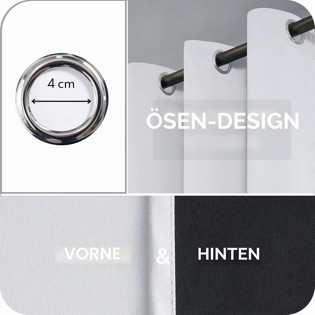 MRTREES Vorhänge mit Ösen Vorhang Weiss-grau Blickdicht 100% Verdunklungsvorhänge kinderzimmer 160 c