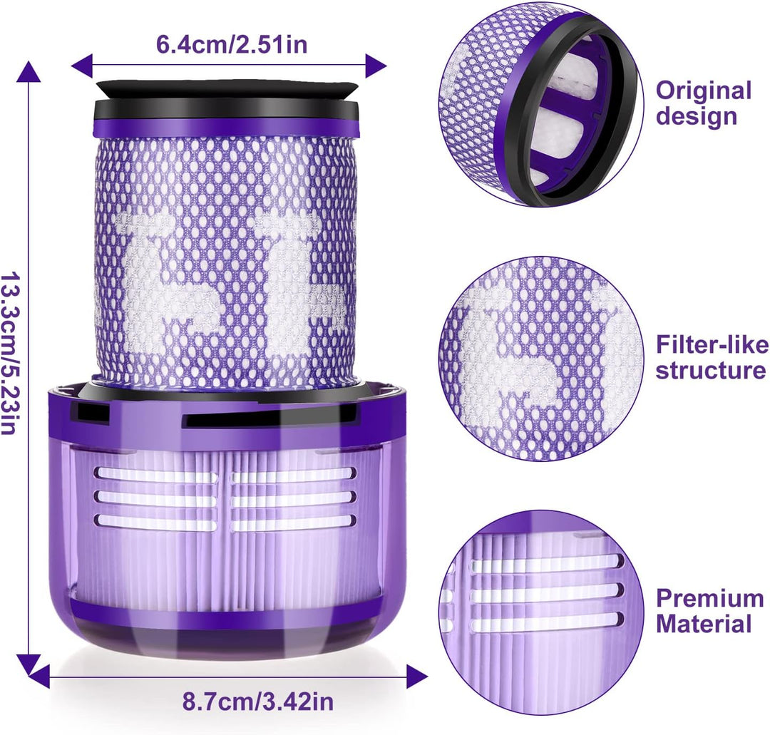 Leadaybetter 2 Stück Ersatzfilter Filter für Dyson V12 Detect Slim Absolute Staubsauger, Waschbar Er