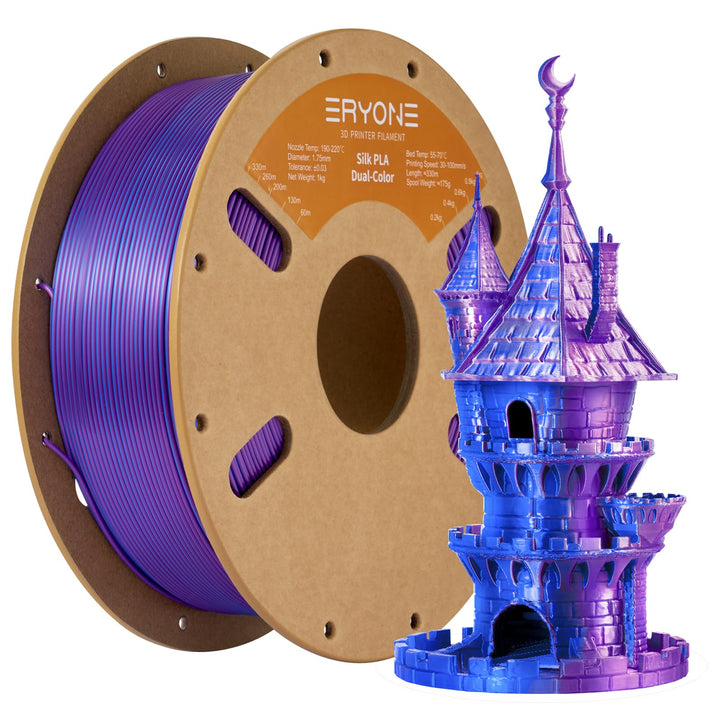 ERYONE Dual Seiden PLA Filament 1.75mm,Co-Extrucsion PLA Seiden Filament für 3D Drucker +/- 0,03 mm,