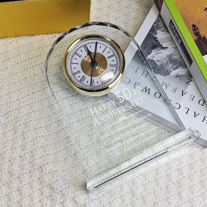 Top-spring Geschenk zum 50. Jahrestag der Hochzeit, Schreibtischuhr als Andenken für Eltern und Gros