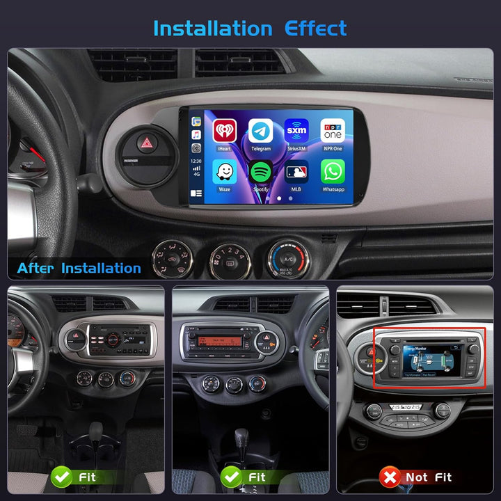 Inefala 4+128G Autoradio für Toyota Yaris Grmn 2012-2017 Android 15 mit 9'' In-Cell Bildschirm Unter