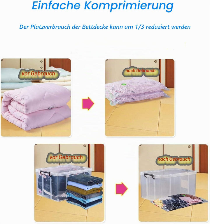 Opaza Vacuum Storage Bags, 6 Pack (2 Jumbo-130x100 cm + 2 Large-110x80 cm + 2 Medium-80x60cm) Airtig