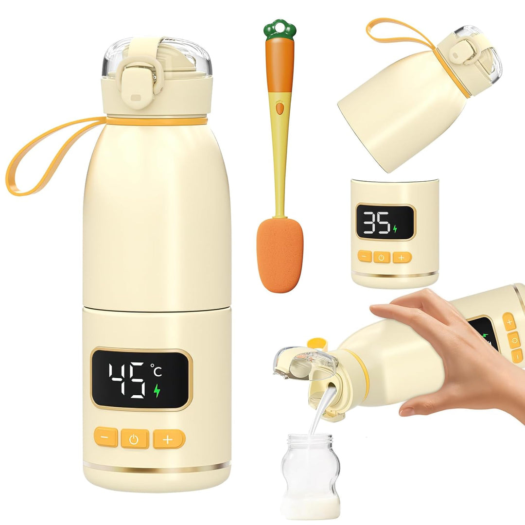 Babyflaschenwärmer Schnellheizender, Auslaufsicher Babyflaschenwärmer mit Batteriestandsanzeige, 37~
