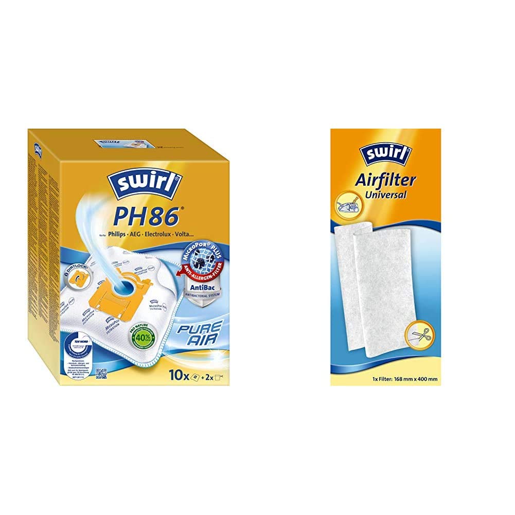 Swirl PH 86 MicroPor Plus Staubsaugerbeutel für Philips, AEG, Electrolux und Volta Staubsauger, Anti
