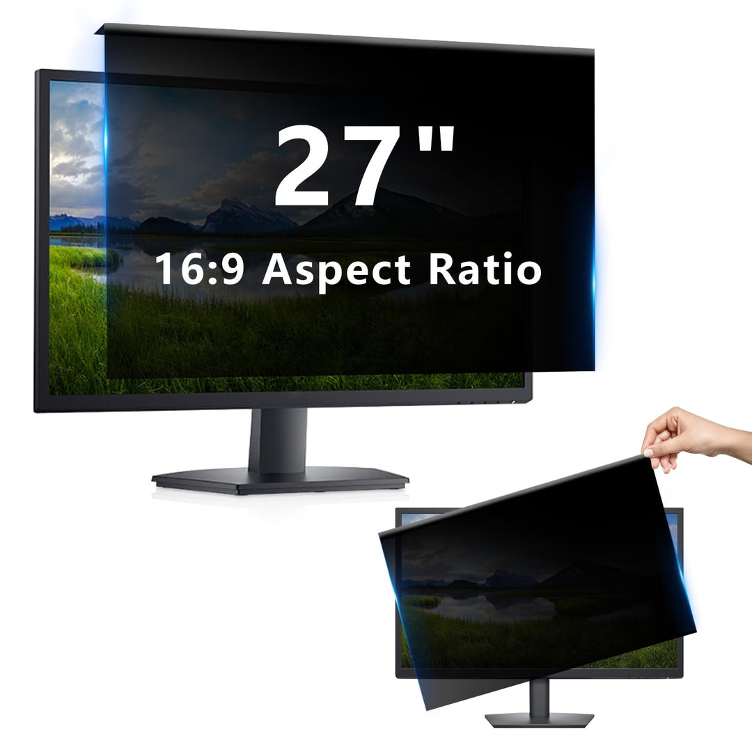 WVMNQO 27 Zoll Hängender Blickschutzfolie für Computermonitor mit 16:9, Hochtransparent und Nicht Ve