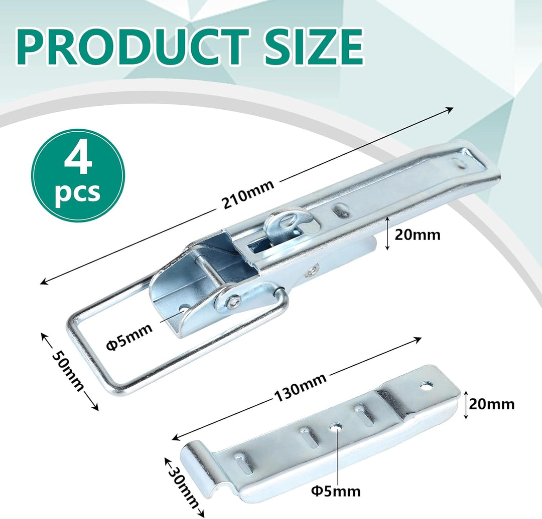 4 X Exzenterverschluss mit Halter 210mm, Spannverschluss Anhänger Bordwandverschluss Verzinkt, Versc