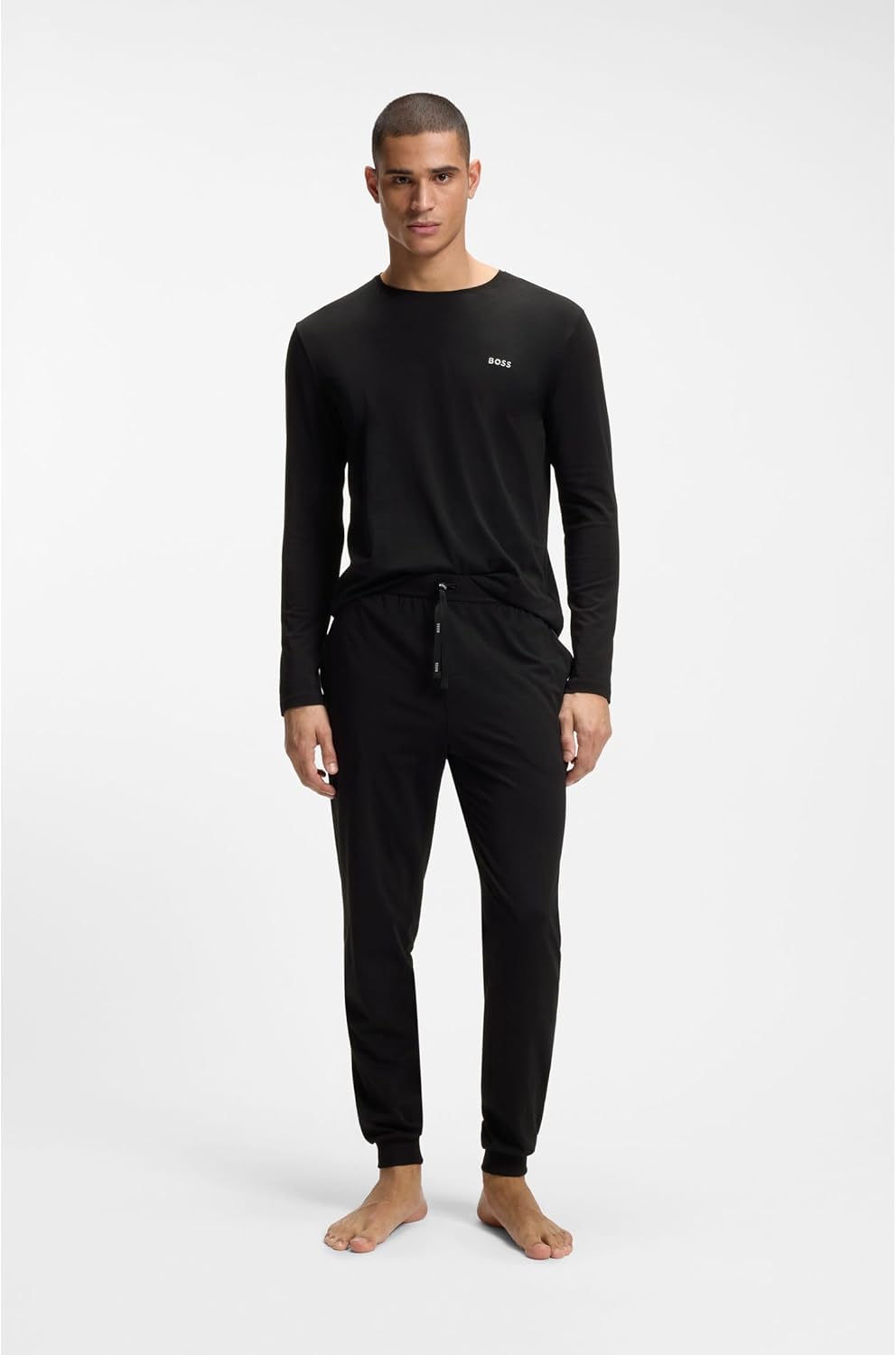 BOSS Herren Mix&Match LS-Shirt R Regular-Fit Longsleeve aus Stretch-Baumwolle mit Logo-Stickerei Sch