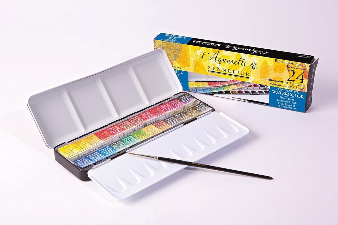Sennelier - Aquarellfarbe - Set mit 24 halben Naepfchen 1 Stück (1er Pack) beige, 1 Stück (1er Pack)