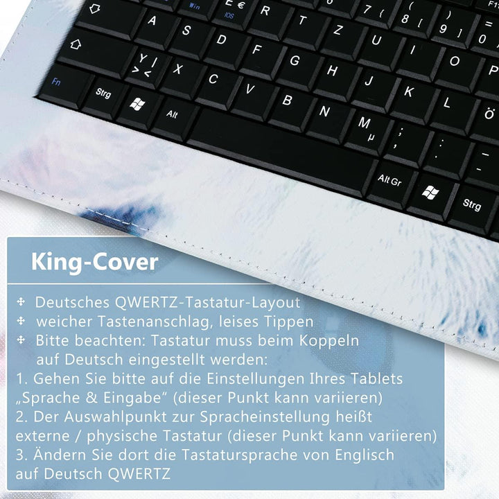 NAUCI Tablet Hülle kompatibel mit Nokia T21 T20 Tasche Tastatur Bluetooth Keyboard QWERTZ Schutzhüll