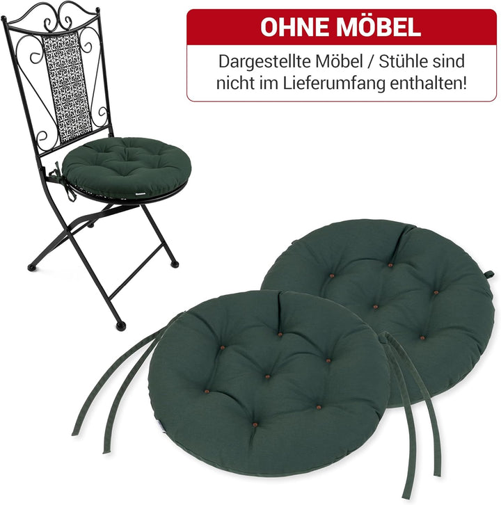 Sitzkissen Rund 40cm - 2er Set - Bequeme Sitzkissen Outdoor - Waschbar bis 95°C, Wetterfest, Orthopä
