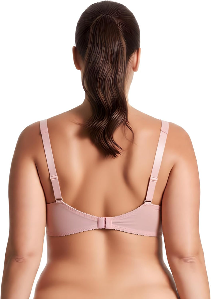 Curve Muse Damen Übergrösse Minimizer Bügel-BH mit Stickspitze - 2er Pack 75E Pink,dark Grey(2 Pack)