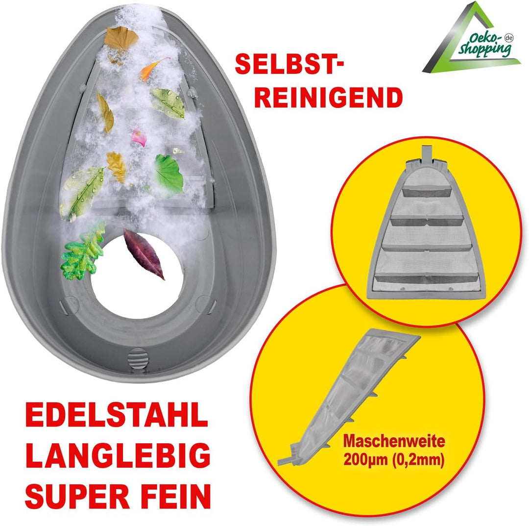Fallrohrfilter Regensammler braun/grau - Der Regenwasser-Filter für Regentonnen mit bis zu 95% Wirku