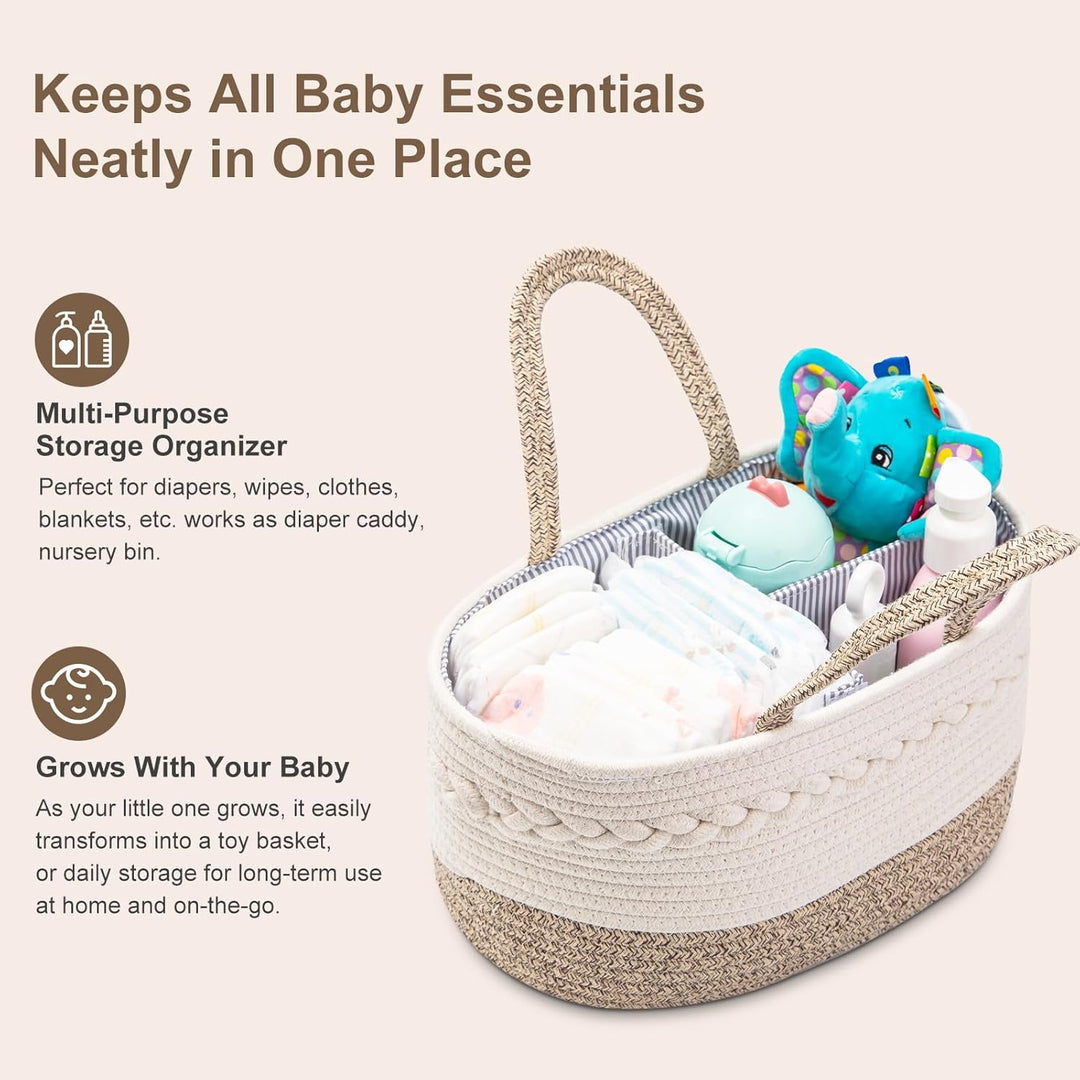 YeaYee Baby Windel Caddy Organizer，Multifunktionale Aufbewahrungsbox für Windeln， mit wechselbaren F