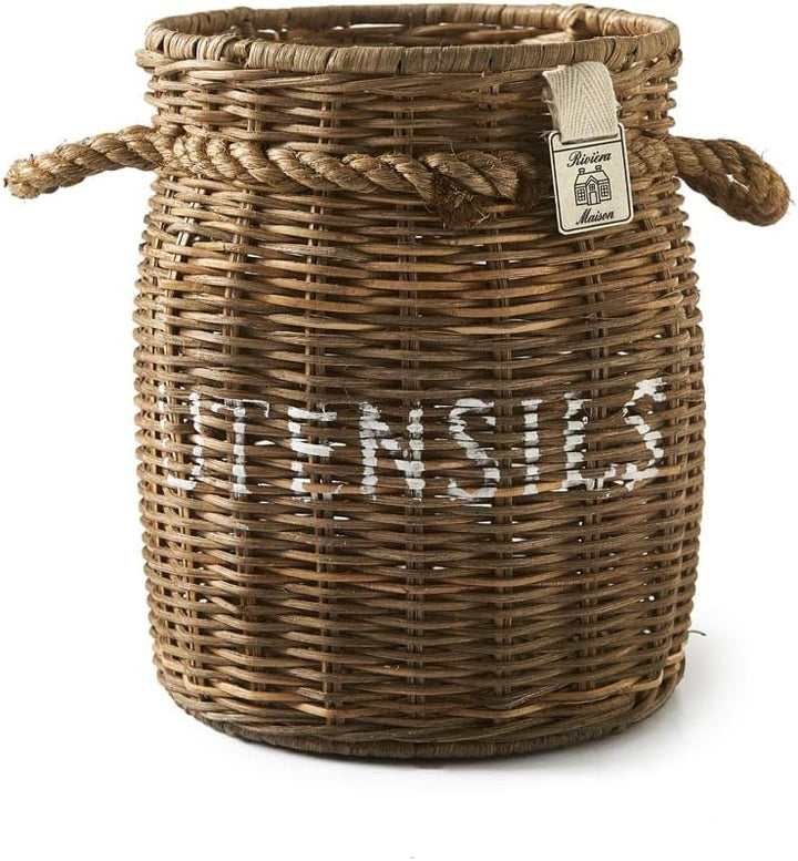 Riviera Maison küchenutensilien, löffelhalter, besteckkorb rattan, Küche behälter, besteckbehälter r