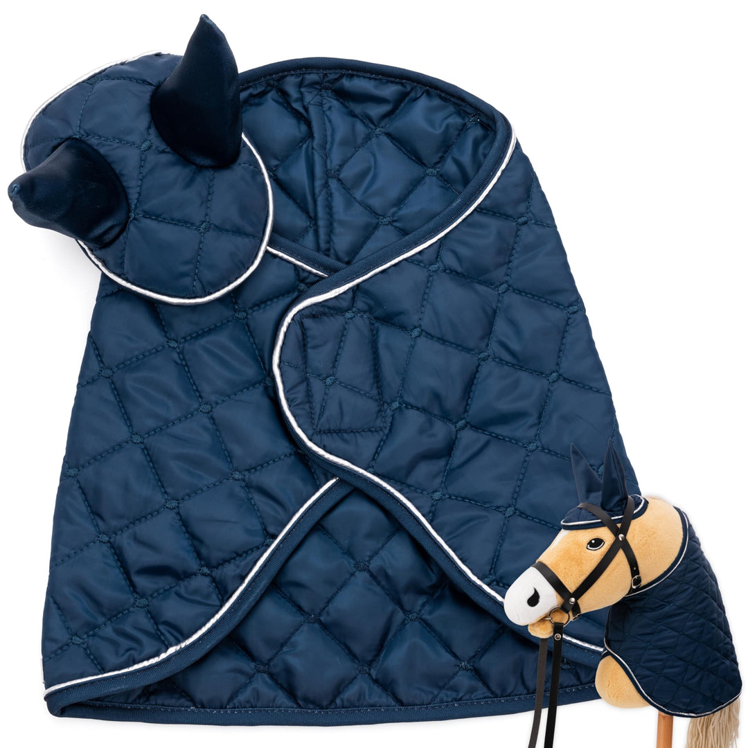 Hobby Horse Zubehör Set – Decke &amp; Fliegenhaube in Blau für Hobby Horses [TÜV geprüft] – Hochwertige