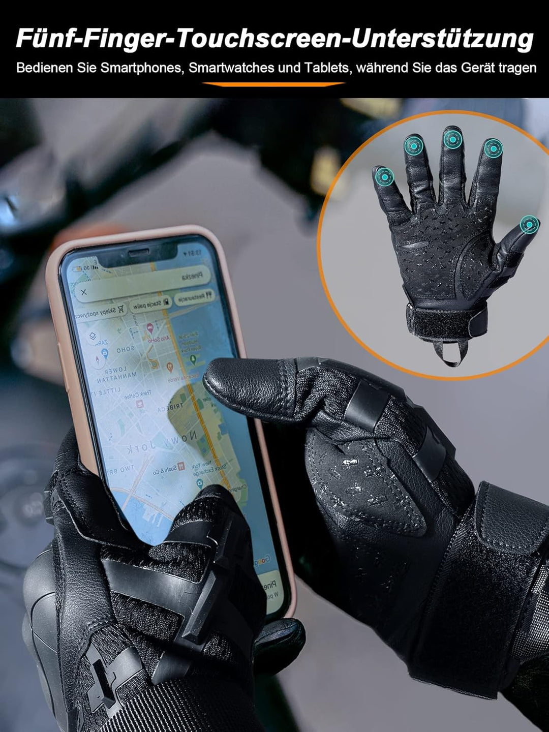 WTACTFUL Motorrad Handschuhe Herren, Sommer Touchscreen Motorradhandschuhe für MTB, Motorradrennen,