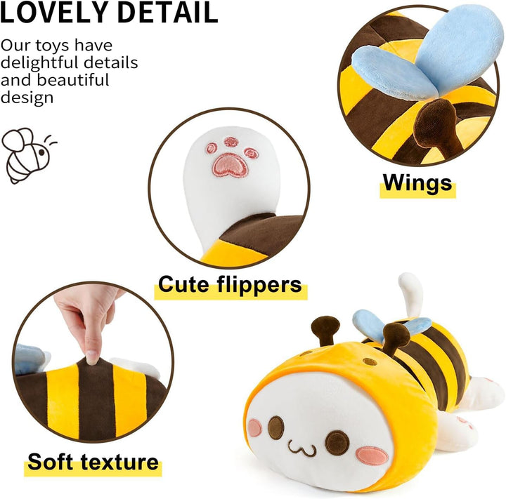 shownicer Plüschtier Biene Katze Kuscheltier Stofftier Kawaii Katze Plüsch, Kätzchen Plüschkissen Sp