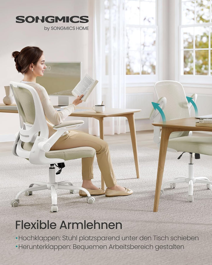 SONGMICS Bürostuhl, Schreibtischstuhl, Drehstuhl mit Netzbespannung, ergonomisch, gepolsterte Lenden