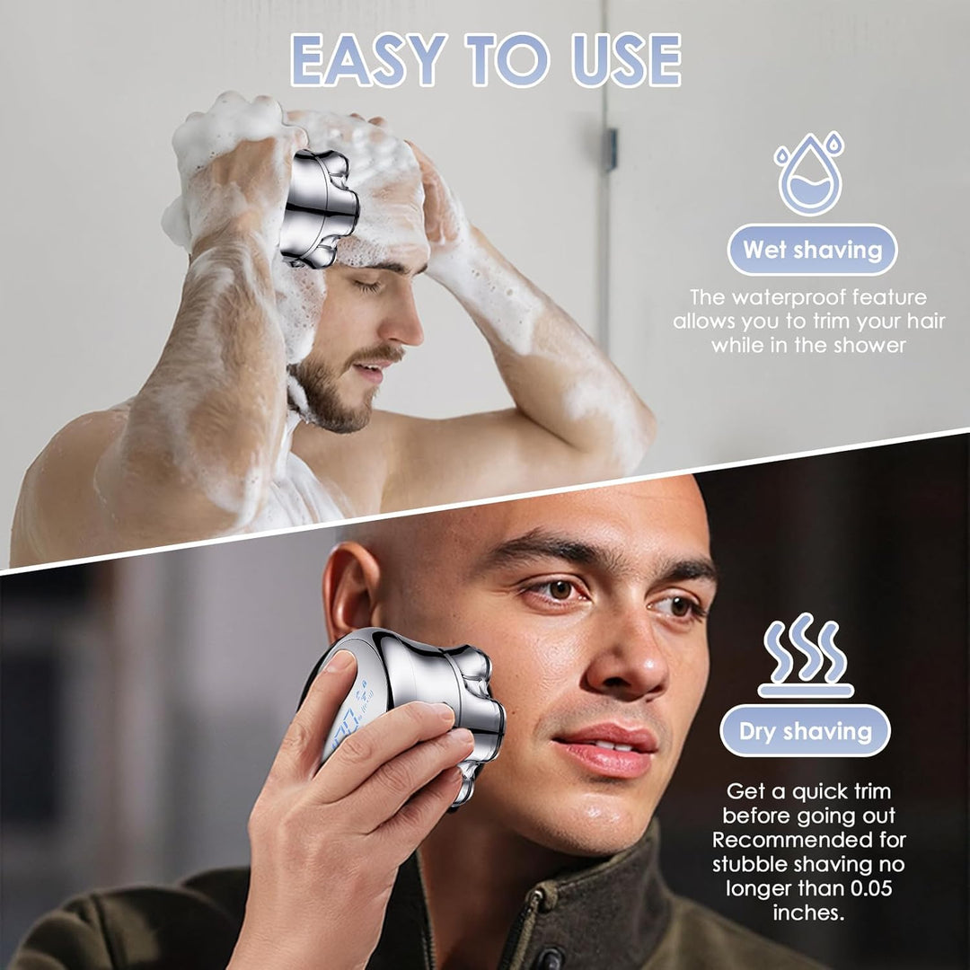 7D Glatzen Rasierer Herren,Magnetische Schwebender Kopf & LED-Anzeige,2 Geschwindigkeitsmodi,Wasserd