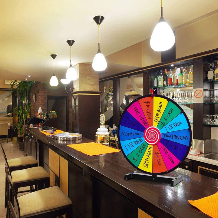 RELAX4LIFE 24” Glücksrad, Tischglückrad für Lotterspiele & Wortspiele, inkl. Radiergummi & Stift, id