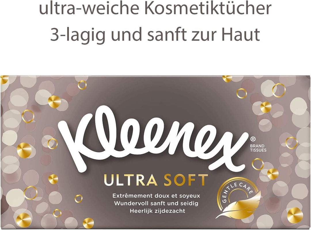 Kleenex Ultra Soft Kosmetiktücher-Boxen, Für den täglichen Gebrauch, 3-lagig, 24 Boxen á 64 Tücher U