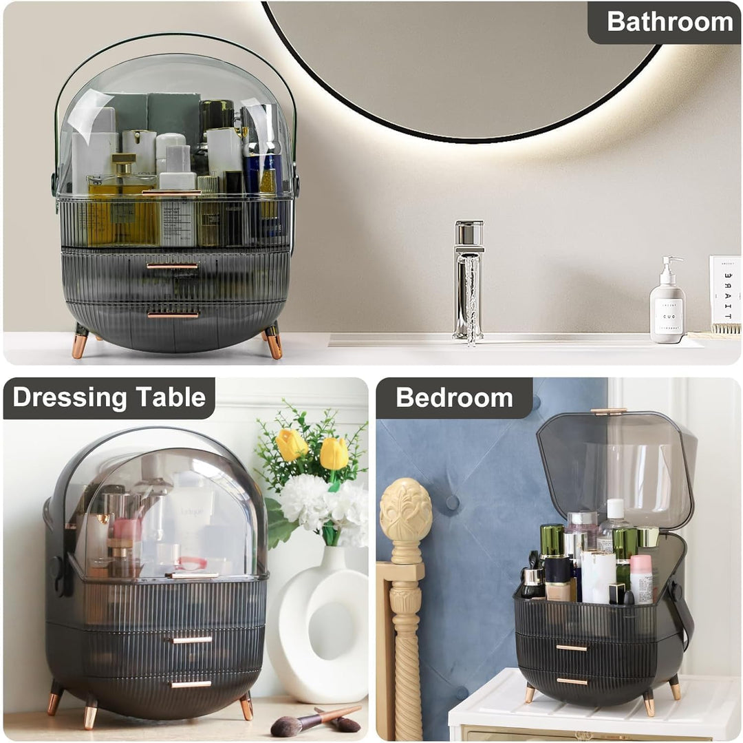 Make Up Organizer, 3 Schichten Grosse Kapazität Kosmetikaufbewahrung, staubdichte, wasserdichte Kosm