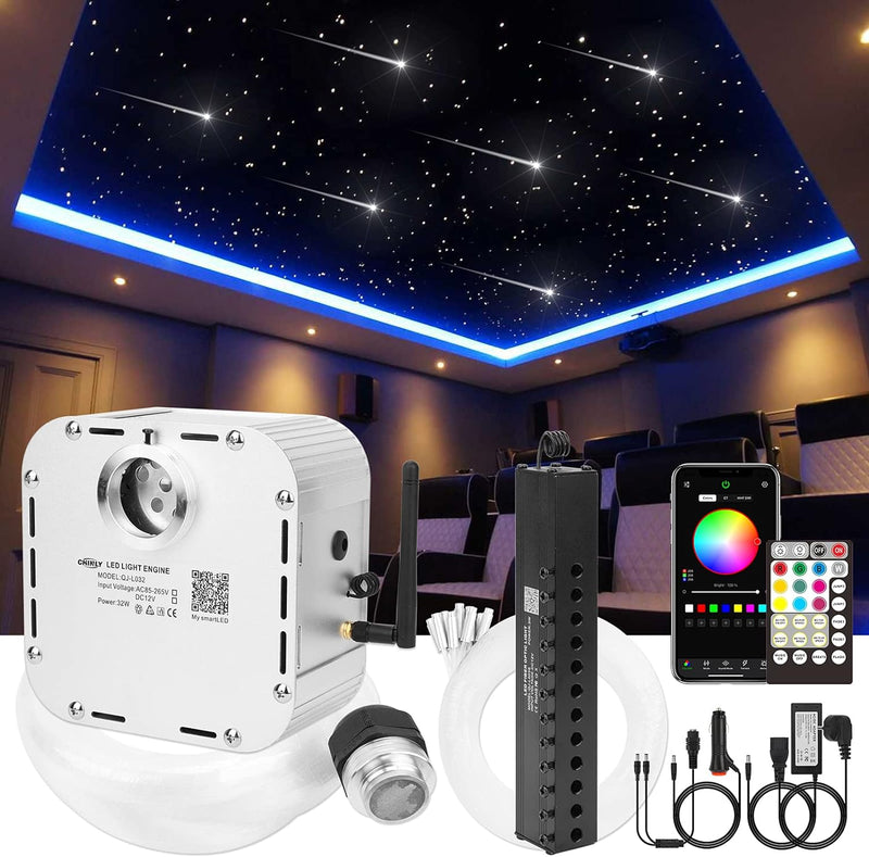 CHINLY Bluetooth Meteor 32W Funkeln RGBW APP LED Glasfaser Star Star Deckenleuchten Kit APP Gemischt