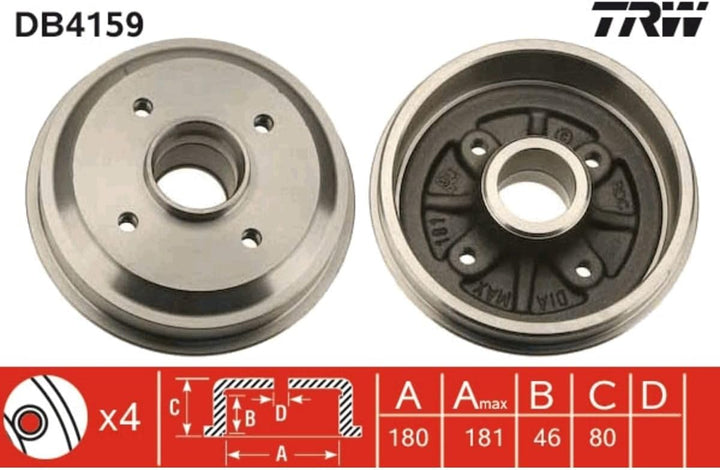 TRW Automotive AfterMarket DB4159 Bremstrommel