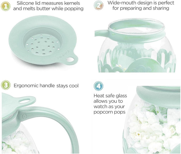 Mikrowellen-Popcorn-Maker | 2,25 Quart Popcorn Kanne Mikrowelle | Popcornmaschine mit Deckel und Gri