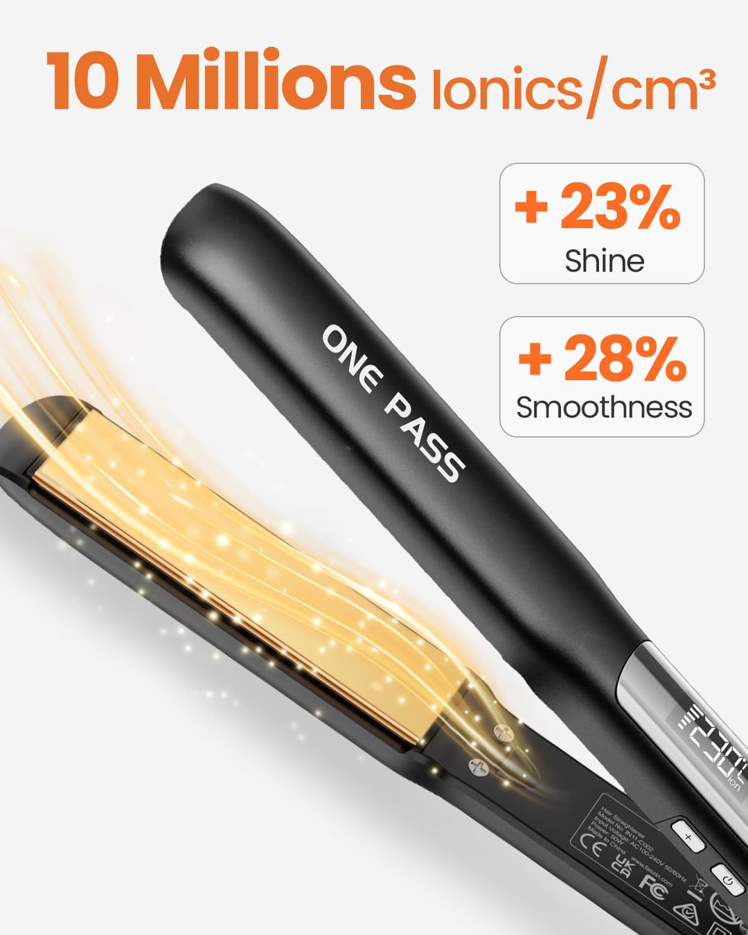 Faszin Haarglätter mit Platten aus glattem Titan, Glätteisen mit negativen Ionen, 20S schnelles Aufh