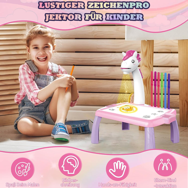 BuzzoXerex Zeichenprojektor für Kinder, Projektion Zeichentafel Kinder 48 Stück Malprojektor Kinder