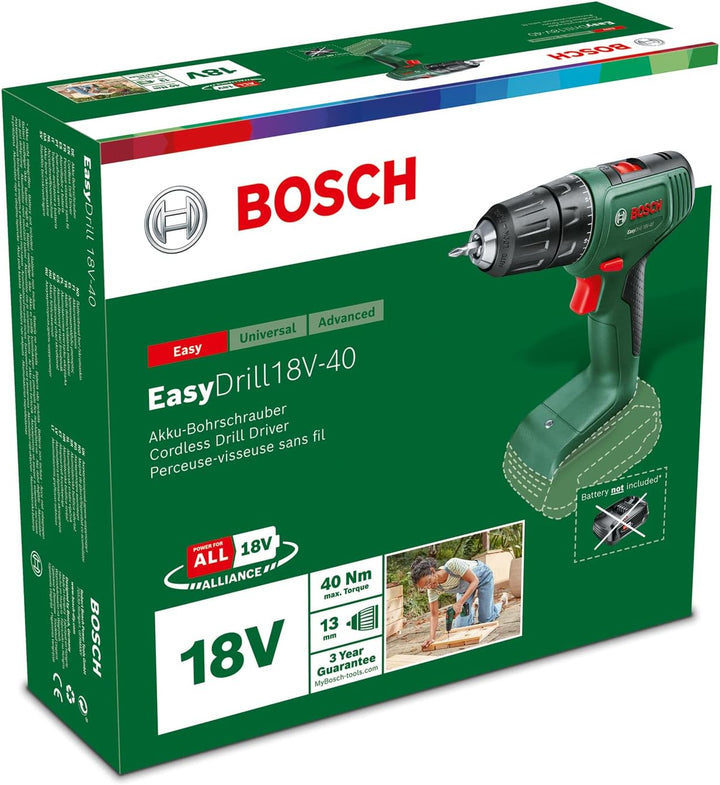 Bosch Home and Garden Akkuschrauber EasyDrill 18V-40 (ohne Akku, 18 Volt System, im Karton)