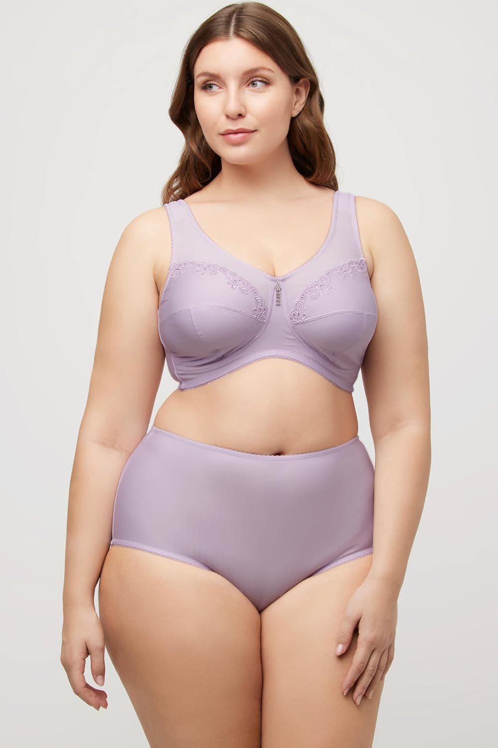 Ulla Popken Damen Entlastungs-BH, Ohne Bügel, Strassanhänger, Cup C - G Bra (1er Pack) 95C Mauve Pin