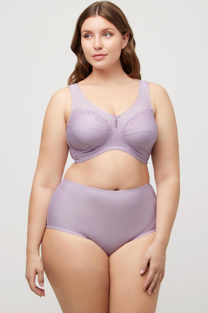 Ulla Popken Damen Entlastungs-BH, Ohne Bügel, Strassanhänger, Cup C - G Bra (1er Pack) 105C Mauve Pi