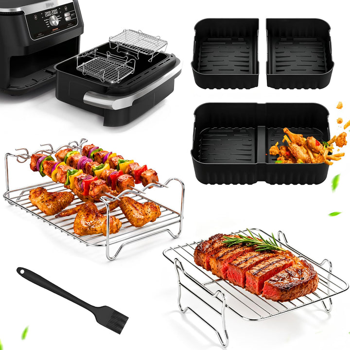 Edelstahl Grillrost Set für Ninja AF500EU/COSORI 10L Airfryer, 6 Stück | Heissluftfritteuse Zubehör,
