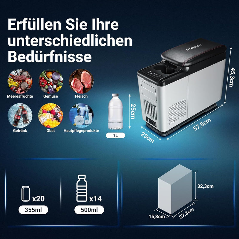 AAOBOSI Kompressor Kühlbox, Kühlbox Auto 15 Liter (-15℃~20℃), APP-Steuerung, Kühlbox Elektrisch 12/2