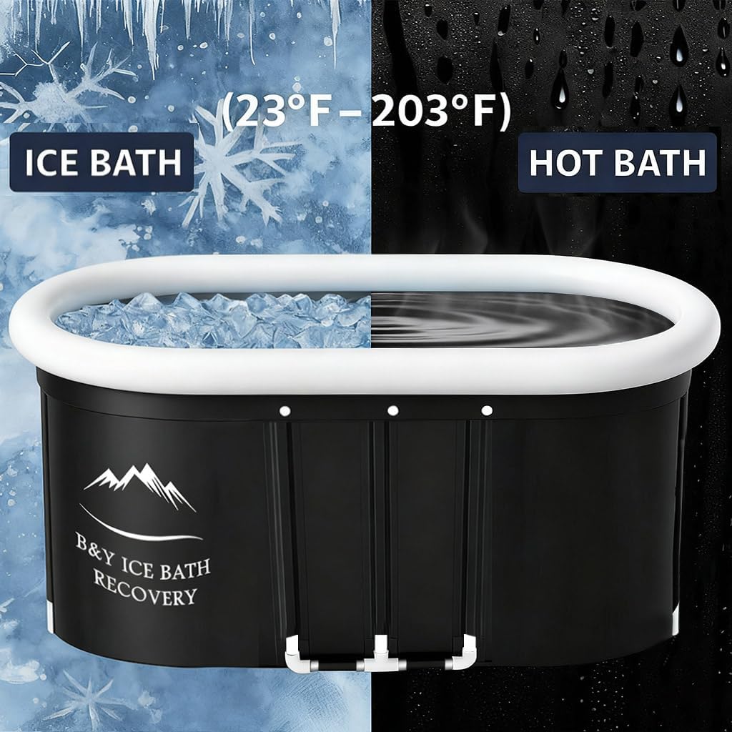 B&Y Ovales Eisbad, Faltbare Badewannen Erwachsene, Isolierte Eistonne für Innen und Aussenbereich, K